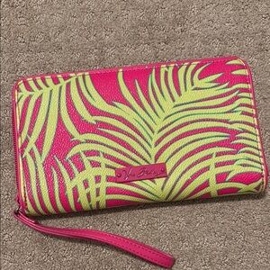 Vera Bradley Pink and Green Tropical Wallet